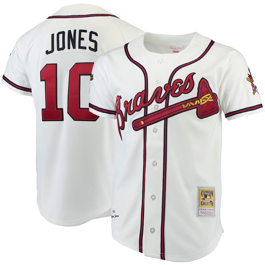 Men's Atlanta Braves Chipper Jones Mitchell & Ness White Authentic Jersey - Puhuasuan