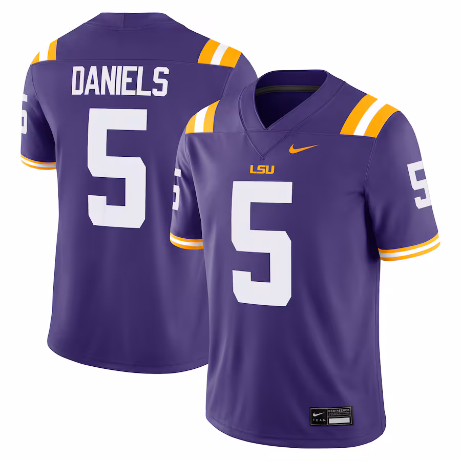 Men's Nike Jayden Daniels Purple LSU Tigers Player Game Jersey - Puhuasuan
