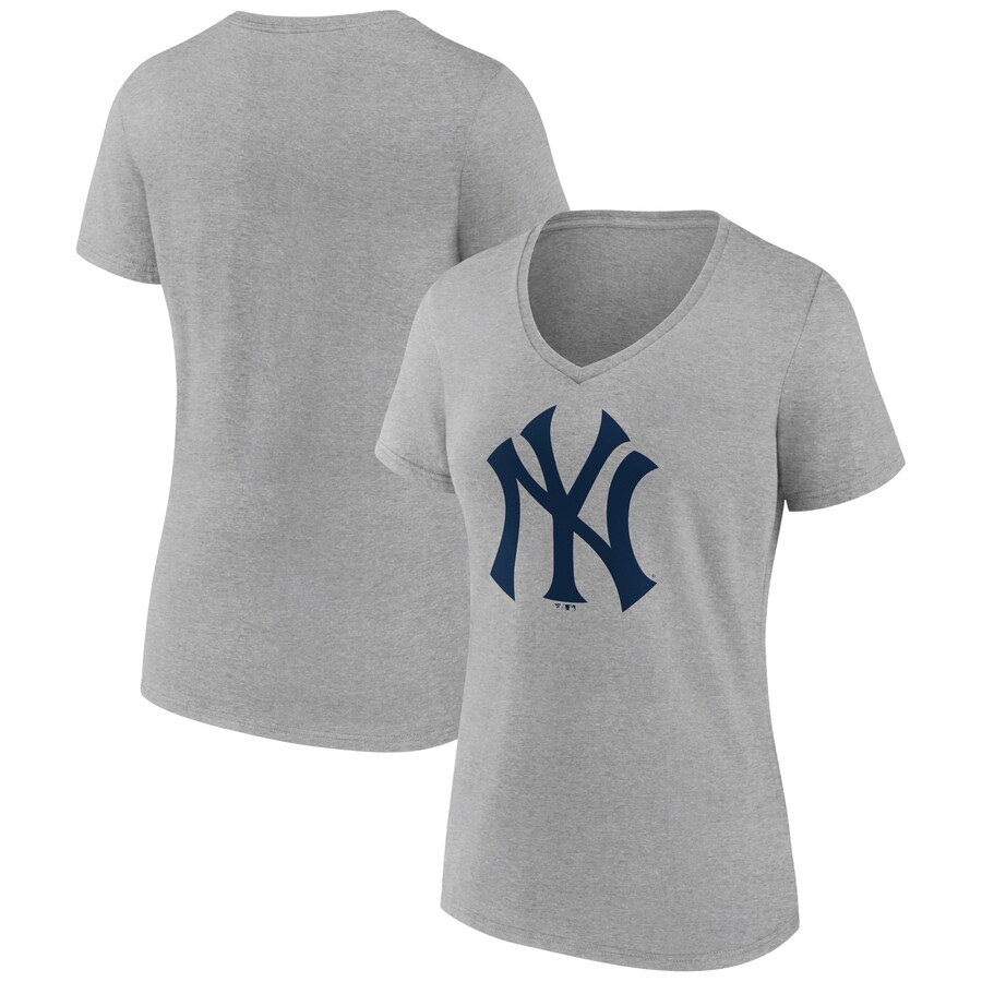 Women's New York Yankees Ash Secondary Color Primary Logo T-Shirt - Puhuasuan