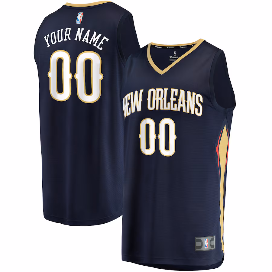 Men's New Orleans Pelicans Fanatics Navy Fast Break Custom Replica Jersey - Icon Edition - Puhuasuan