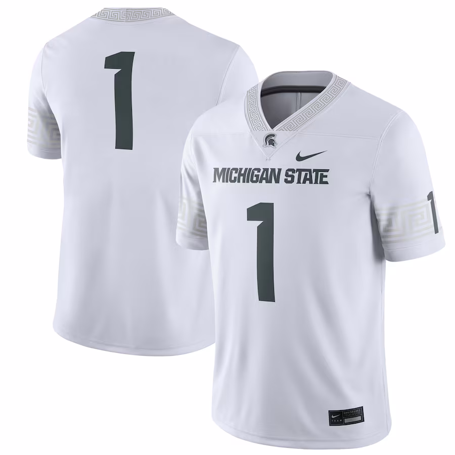 Men's Nike #1 White Michigan State Spartans Football Game Jersey - Puhuasuan