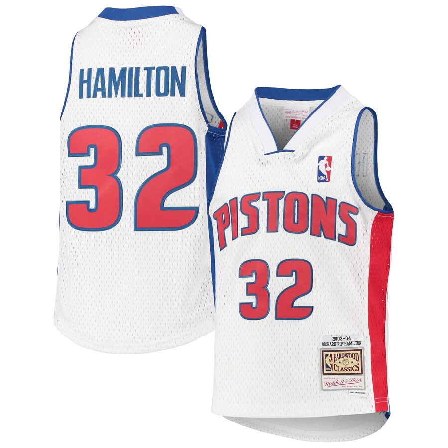 Youth Detroit Pistons Richard Hamilton Mitchell & Ness White 2003/04 Hardwood Classics Swingman Jersey - Puhuasuan