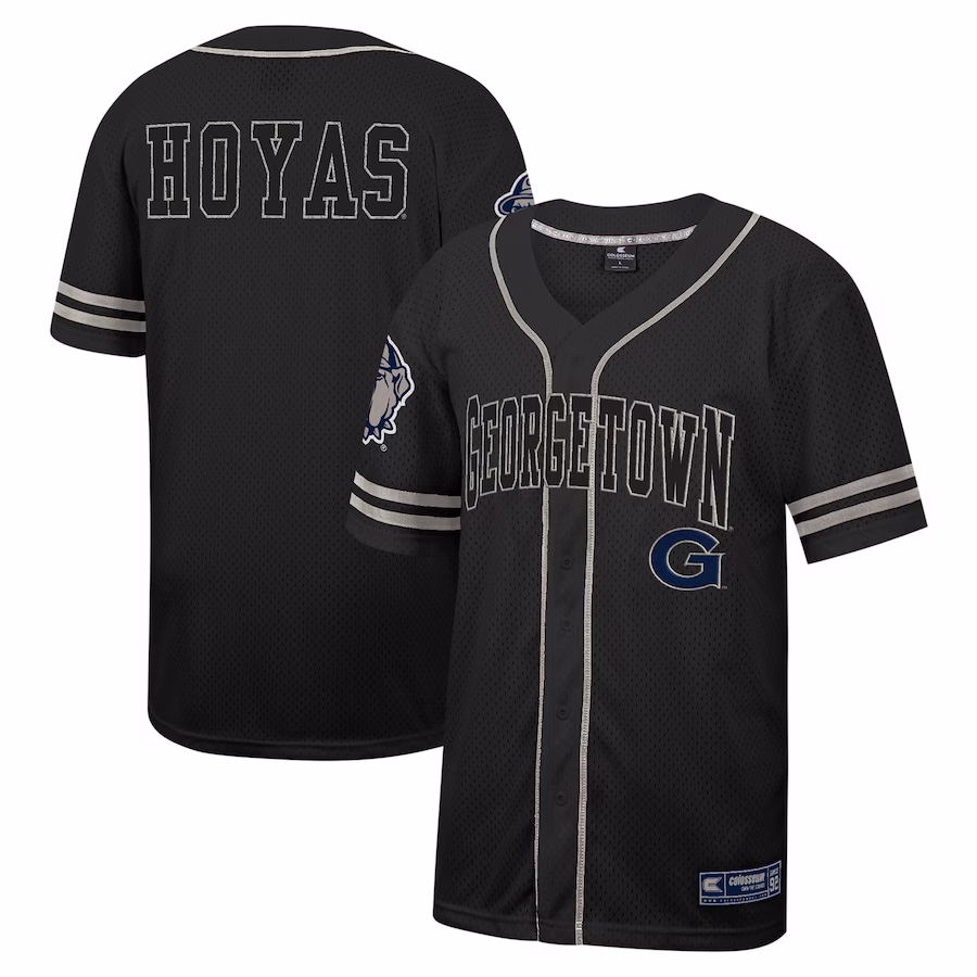 Georgetown Hoyas Colosseum Free Spirited Mesh Button-Up Baseball Jersey - Black - Puhuasuan