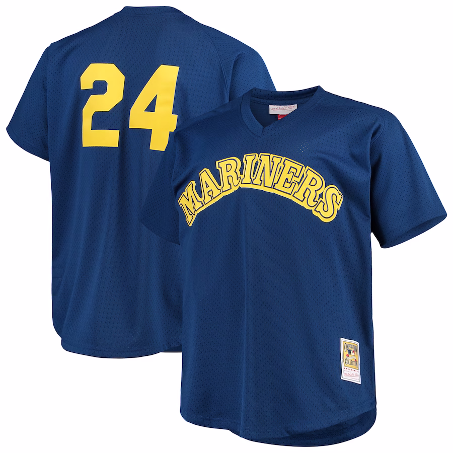 Men's Seattle Mariners Ken Griffey Jr. Mitchell & Ness Royal Big & Tall Cooperstown Collection Mesh Batting Practice Jersey - Puhuasuan