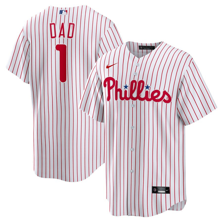 Men's Philadelphia Phillies Nike White #1 Dad Home Replica Jersey - Puhuasuan