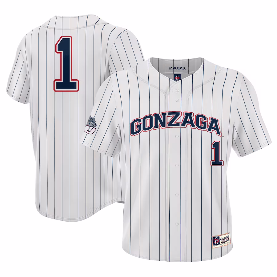 #1 Gonzaga Bulldogs GameDay Greats Lightweight Baseball Jersey - White - Puhuasuan