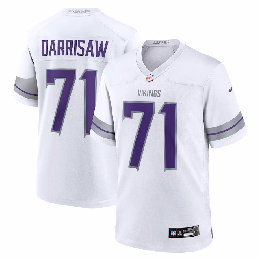 Men's Minnesota Vikings Christian Darrisaw Nike White Alternate Game Jersey - Puhuasuan