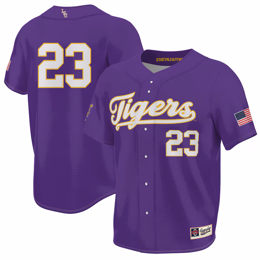 Unisex GameDay Greats #23 Purple LSU Tigers 2023 NCAA Men's Baseball College World Series Champions Lightweight Jersey - Puhuasuan