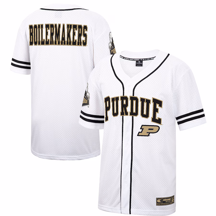Men's Colosseum White Purdue Boilermakers Free Spirited Mesh Button-Up Baseball Jersey - Puhuasuan