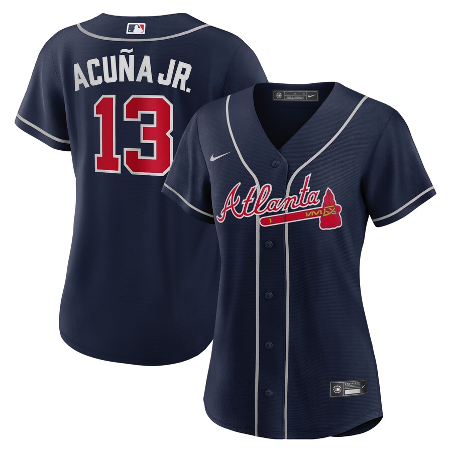 Women's Atlanta Braves Ronald Acuña Jr. Nike Navy Alternate Replica Player Jersey - Puhuasuan