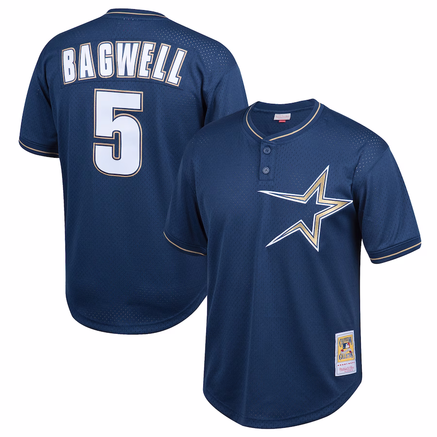 Youth Houston Astros Jeff Bagwell Mitchell & Ness Navy Cooperstown Collection Mesh Batting Practice Jersey - Puhuasuan