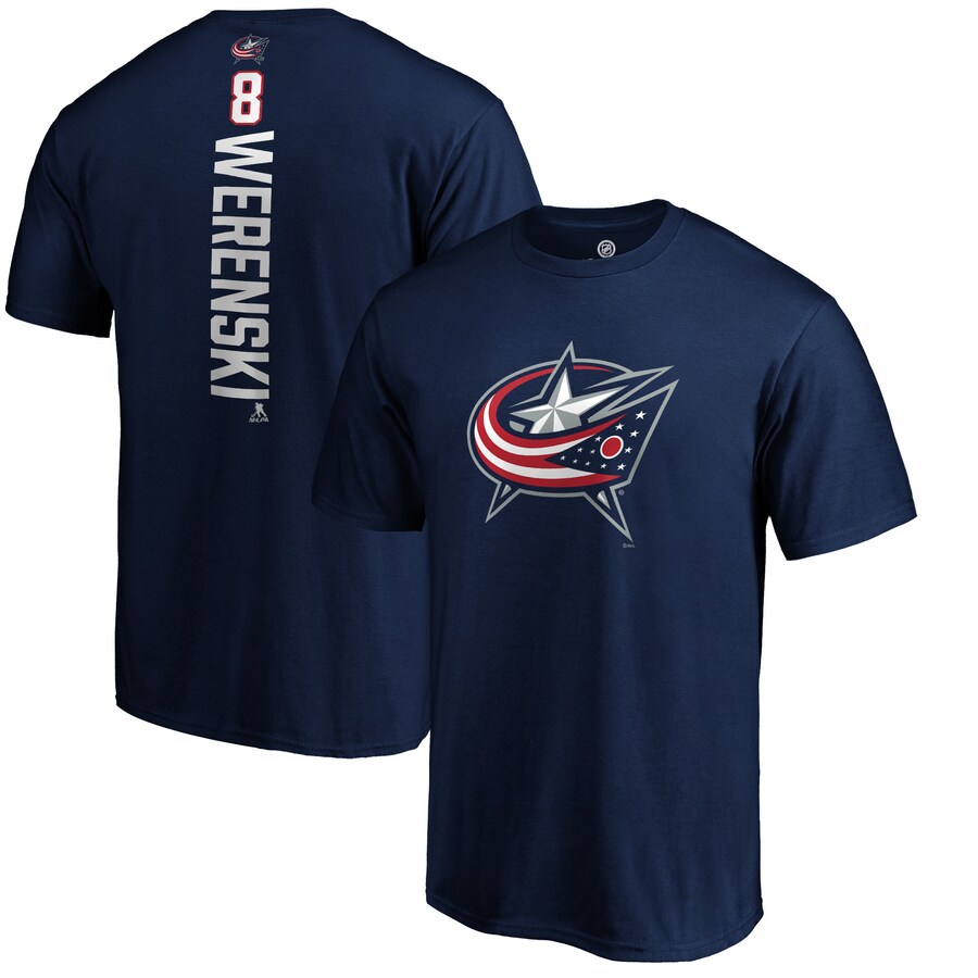 Men's Columbus Blue Jackets Zach Werenski Navy Playmaker T-Shirt - Puhuasuan