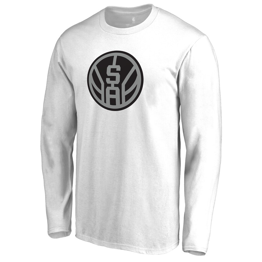 Men's San Antonio Spurs White Alternate Logo Long Sleeve T-Shirt - Puhuasuan