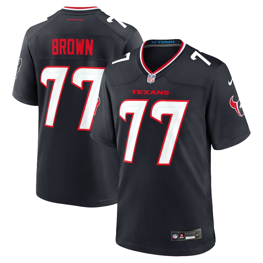 Men's Houston Texans Trenton Brown Nike Navy Team Game Jersey - Puhuasuan