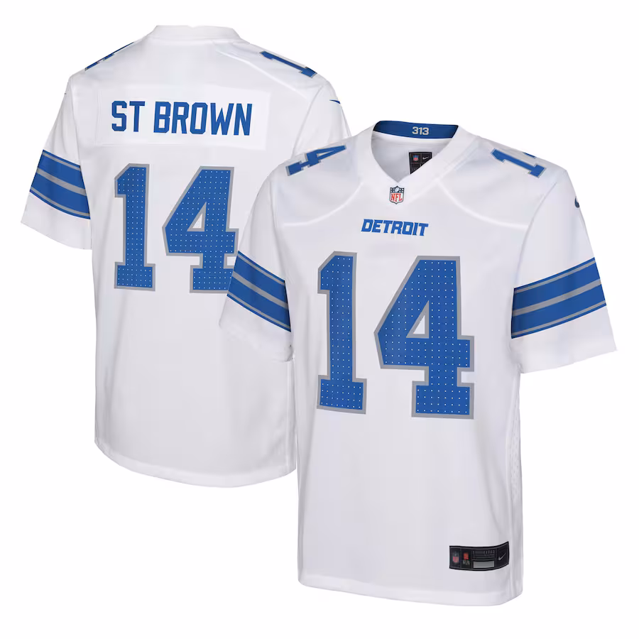 Youth Detroit Lions Amon-Ra St. Brown Nike White Player Game Jersey - Puhuasuan