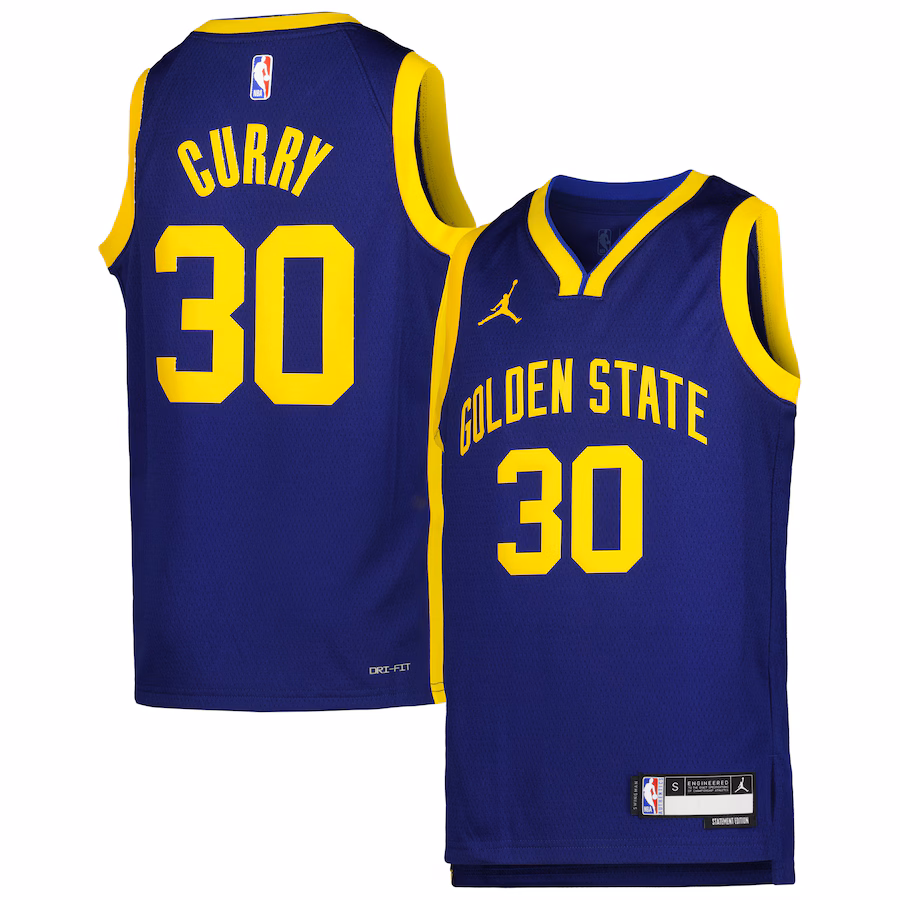 Youth Golden State Warriors Stephen Curry Jordan Brand Blue Swingman Jersey - Statement Edition - Puhuasuan