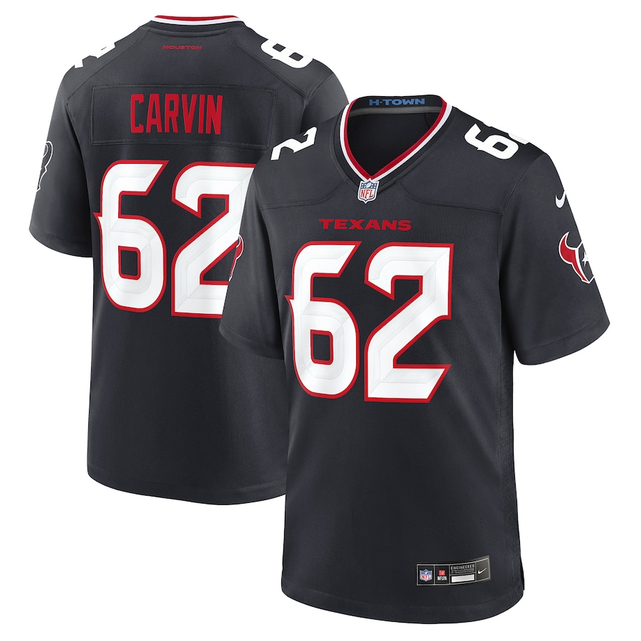 Men's Houston Texans Jerome Carvin Nike Navy Team Game Jersey - Puhuasuan