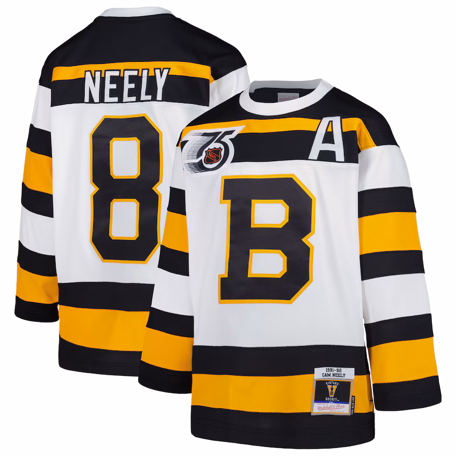 Youth Boston Bruins Cam Neely Mitchell & Ness White 1991 Blue Line Player Jersey - Puhuasuan