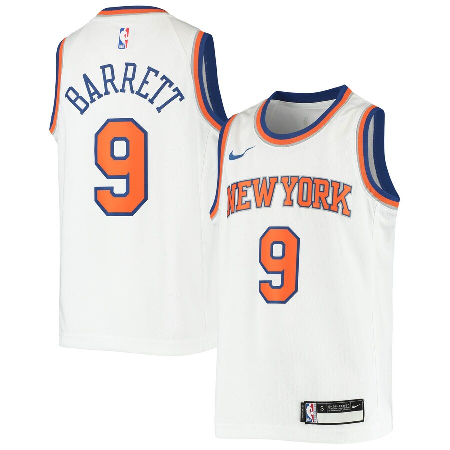 Youth New York Knicks RJ Barrett Nike White Swingman Jersey - Association Edition - Puhuasuan