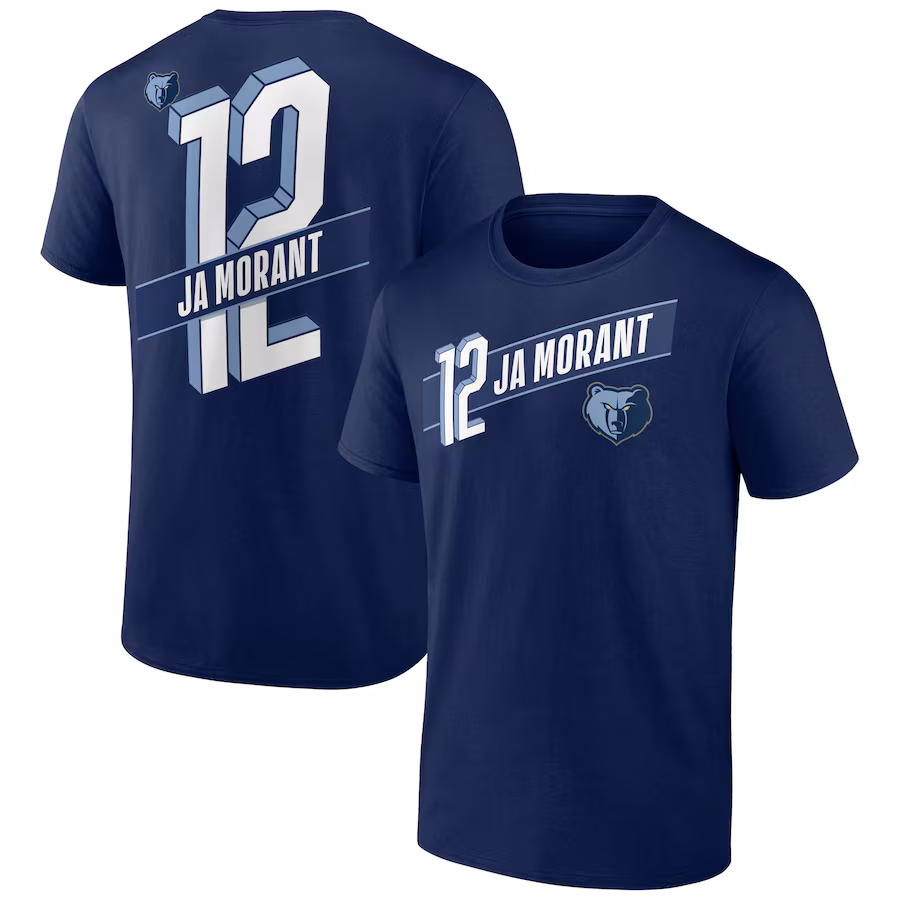 Men's Memphis Grizzlies Ja Morant Navy Full-Court Press Name & Number T-Shirt - Puhuasuan