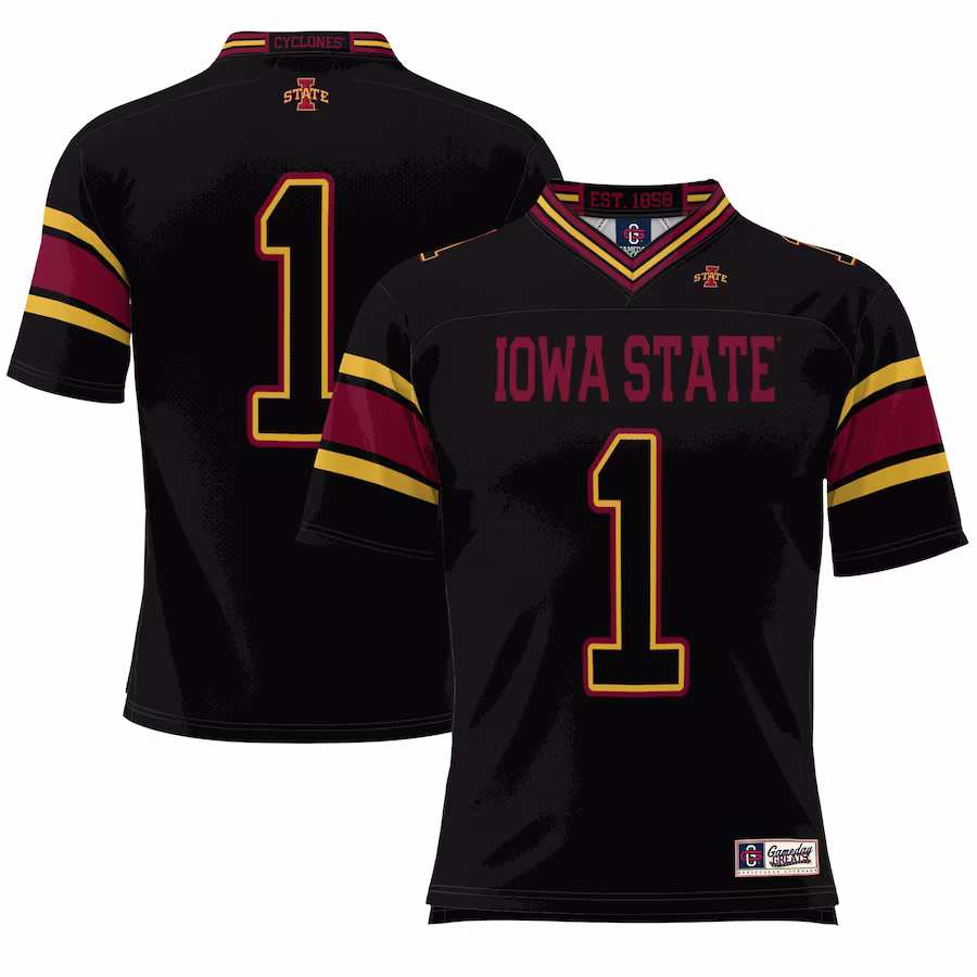 #1 Iowa State Cyclones GameDay Greats Youth Endzone Football Jersey - Black - Puhuasuan