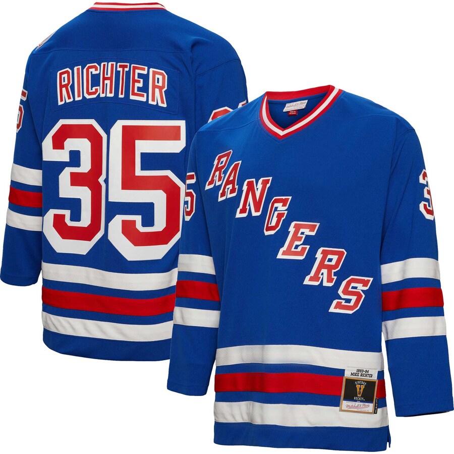 Men's New York Rangers Mike Richter Mitchell & Ness Blue 1993/94  Blue Line Player Jersey - Puhuasuan