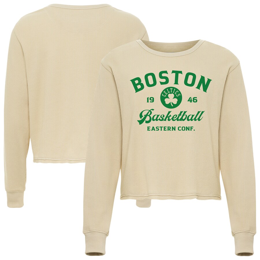 Unisex Boston Celtics Sportiqe Cream High Country Collection Cullen Waffle Knit Long Sleeve T-Shirt - Puhuasuan