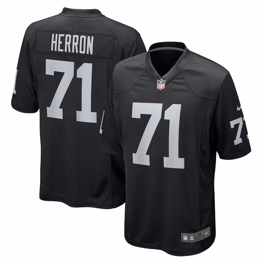 Men's Las Vegas Raiders Justin Herron Nike  Black Team Game Jersey - Puhuasuan