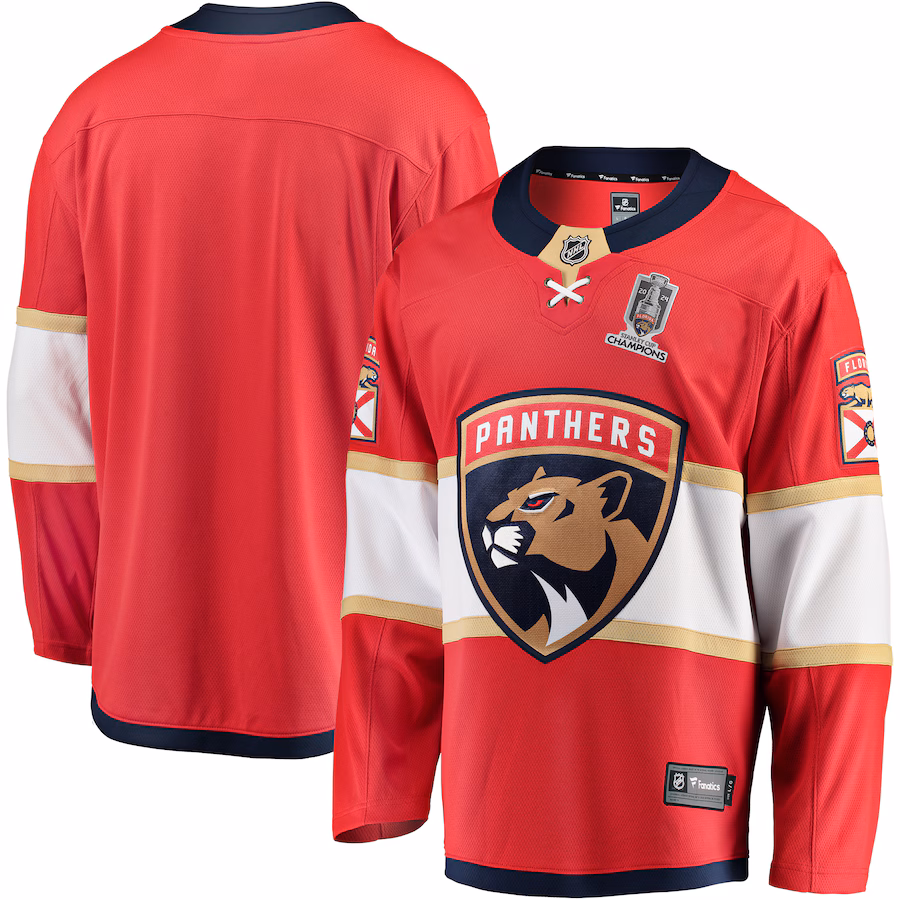 Men's Florida Panthers Fanatics Red Home 2024 Stanley Cup Champions Breakaway Jersey - Puhuasuan