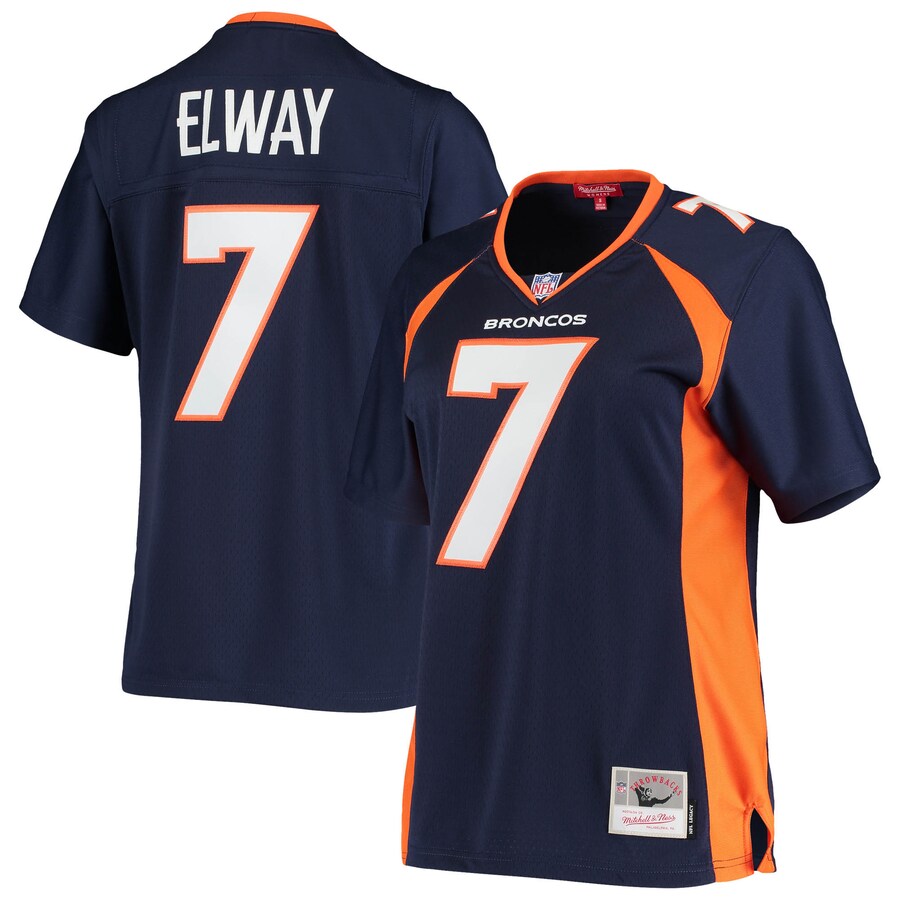 Women's Denver Broncos John Elway Mitchell & Ness Navy Legacy Replica Team Jersey - Puhuasuan