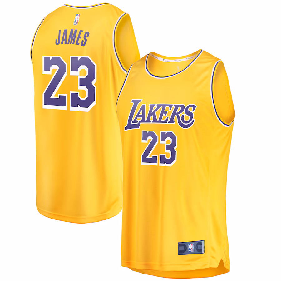 Men's Los Angeles Lakers LeBron James Fanatics Gold Fast Break Replica Player Jersey - Icon Edition - Puhuasuan