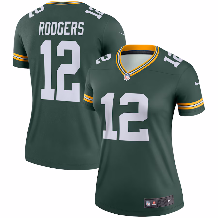 Women's Green Bay Packers Aaron Rodgers Nike Green Team Legend Player Performance Top - Puhuasuan