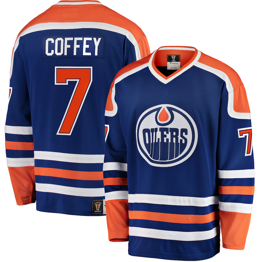 Men's Edmonton Oilers Paul Coffey Fanatics Blue Premier Breakaway Retired Player Jersey - Puhuasuan