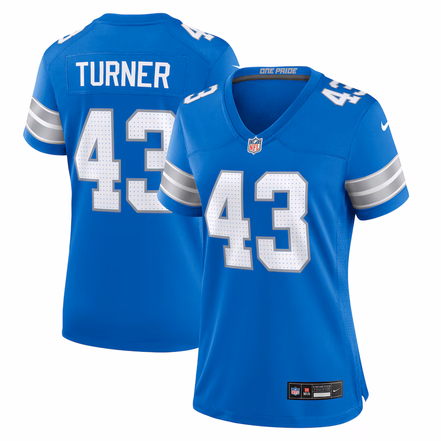Women's Detroit Lions James Turner Nike  Blue Game Jersey - Puhuasuan