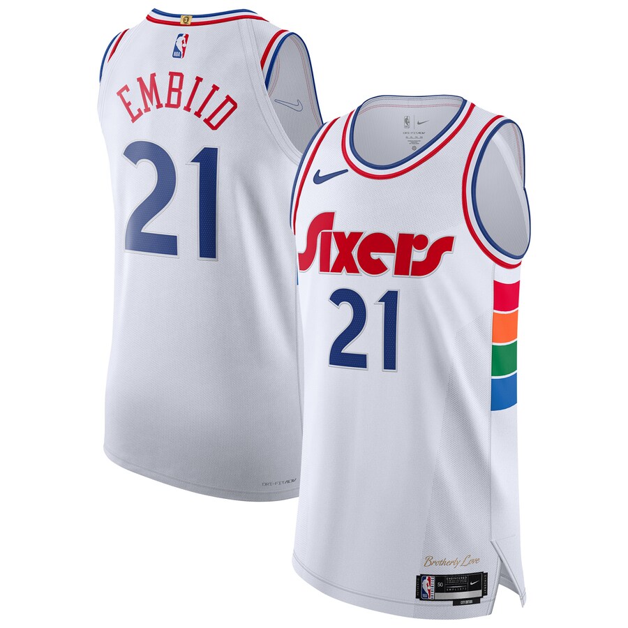Men's Philadelphia 76ers Joel Embiid Nike White 2024/25 Authentic Player Jersey - City Edition - Puhuasuan