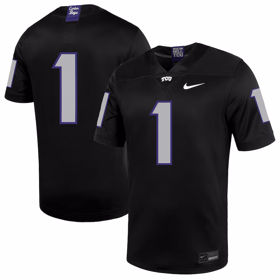 Men's Nike #1 Black TCU Horned Frogs Untouchable Football Jersey - Puhuasuan