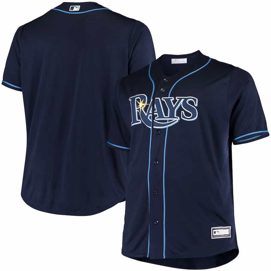 Men's Tampa Bay Rays Navy Big & Tall Replica Alternate Team Jersey - Puhuasuan