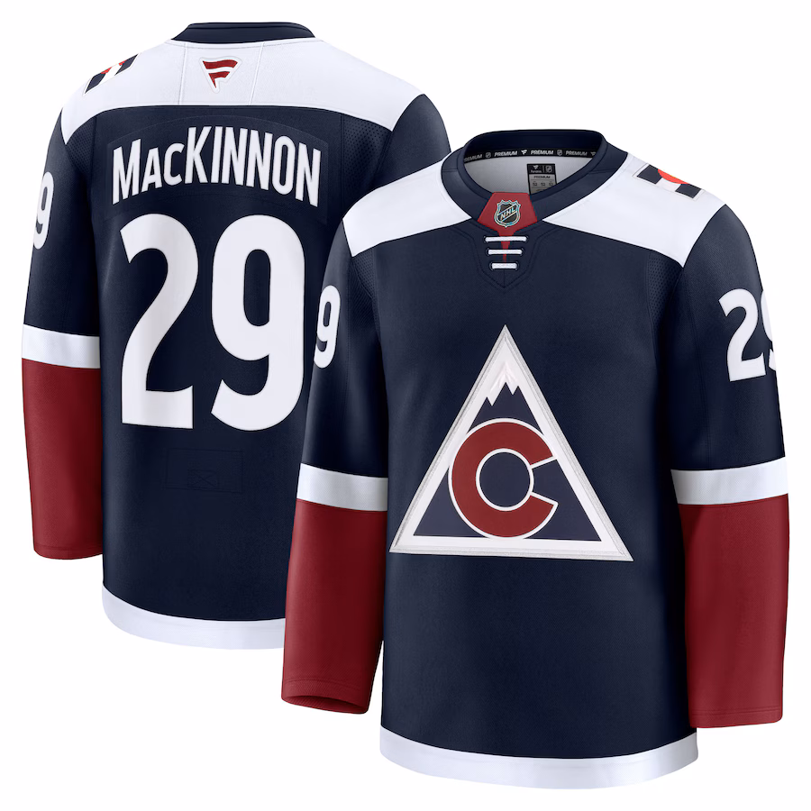 Men's Colorado Avalanche Nathan MacKinnon Fanatics Navy Alternate Premium Jersey - Puhuasuan