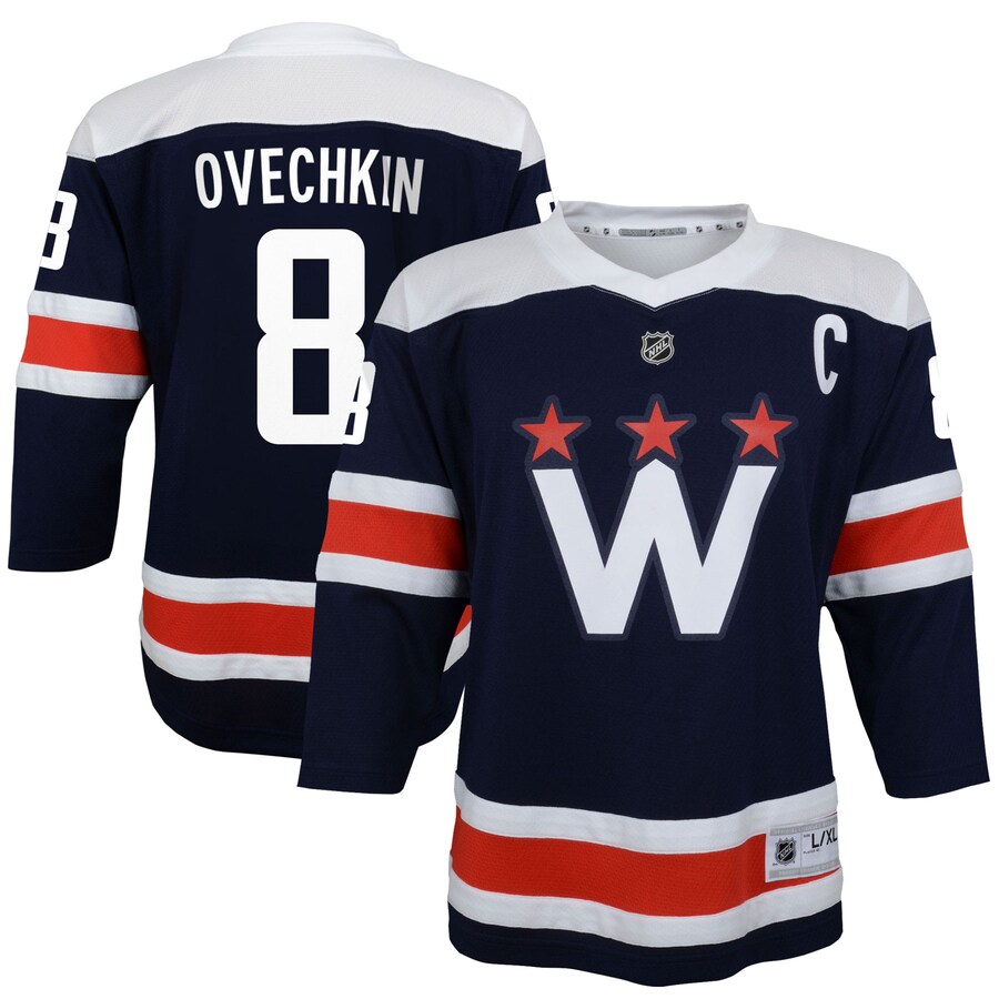 Youth Washington Capitals Alexander Ovechkin Navy 2020/21 Alternate Replica Player Jersey - Puhuasuan