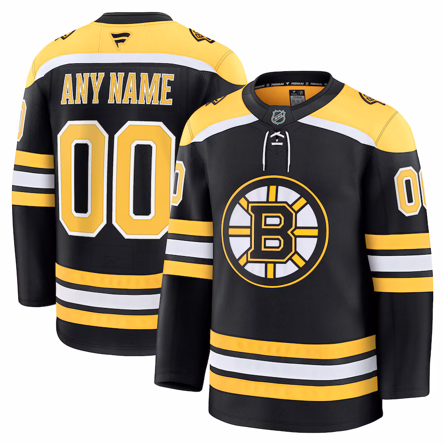 Men's Boston Bruins Fanatics Black Home Premium Custom Jersey - Puhuasuan