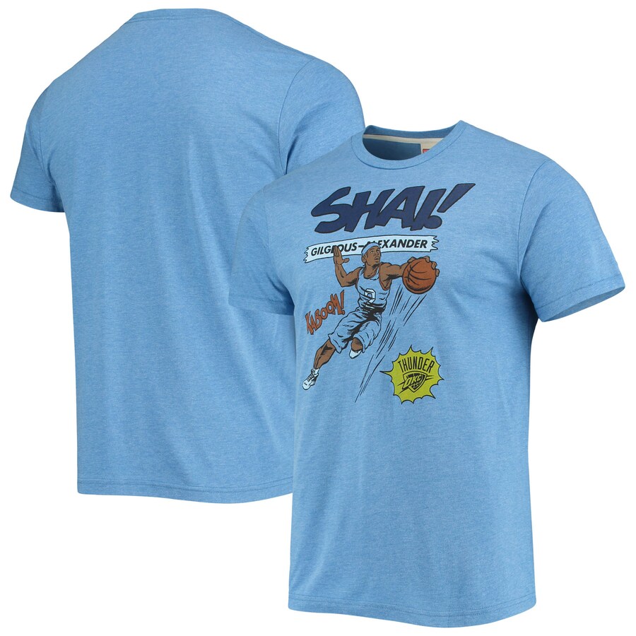 Men's Oklahoma City Thunder Shai Gilgeous-Alexander Homage Light Blue Comic Book Player Tri-Blend T-Shirt - Puhuasuan