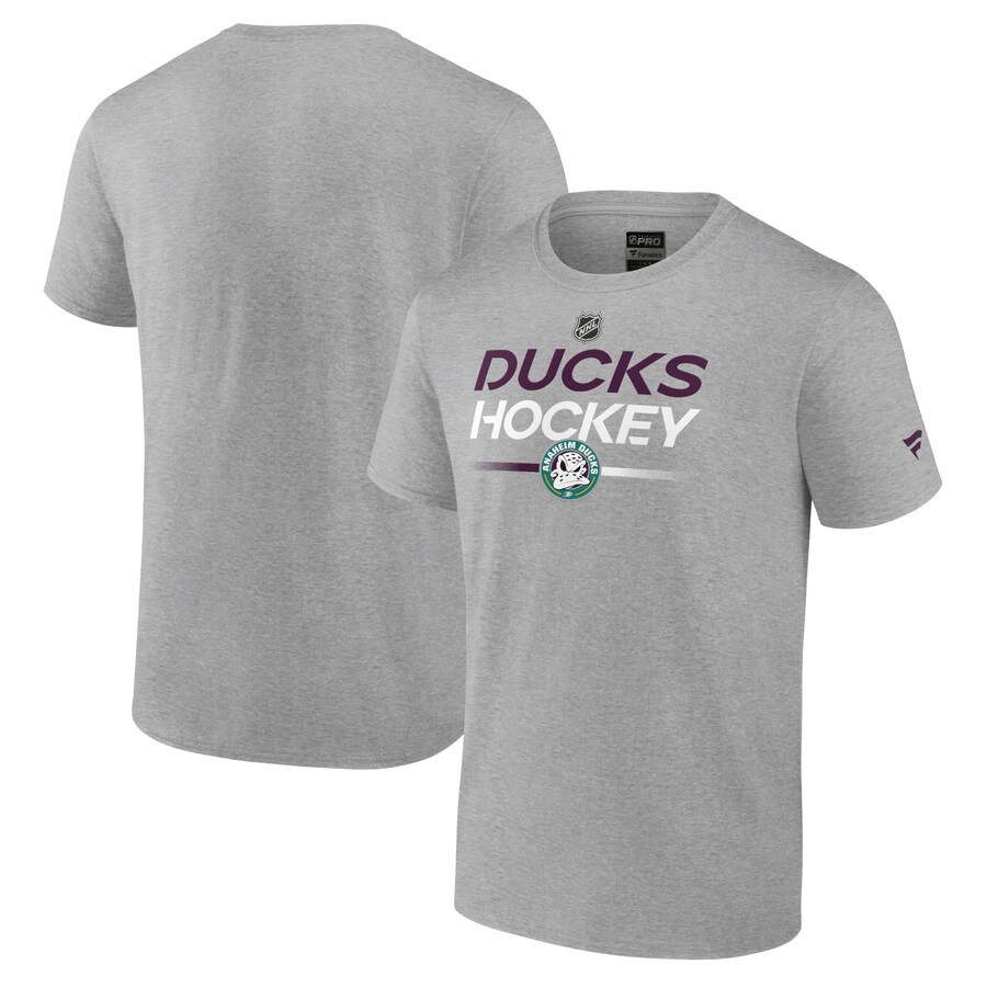 Anaheim Ducks Fanatics Heather Gray Authentic Pro Wordmark Alternate Logo T-Shirt - Puhuasuan
