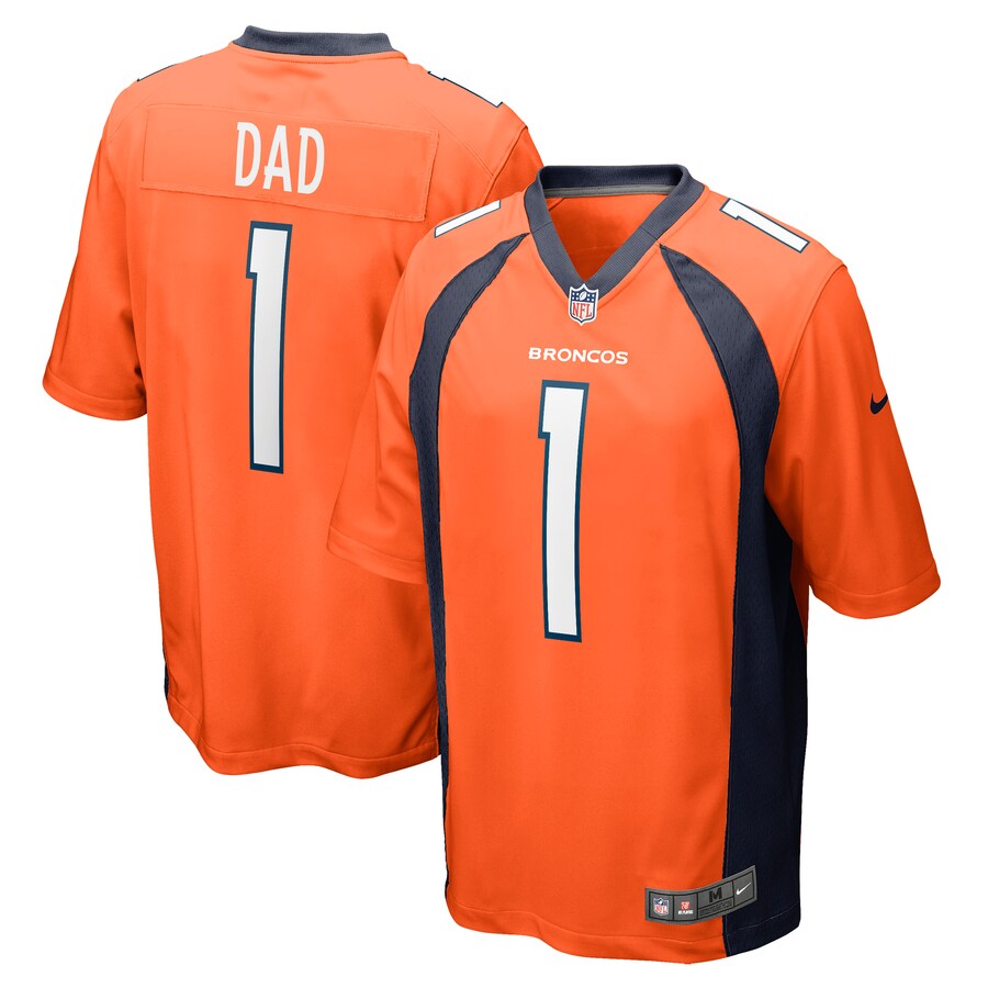 Men's Denver Broncos Number 1 Dad Nike Orange Game Jersey - Puhuasuan