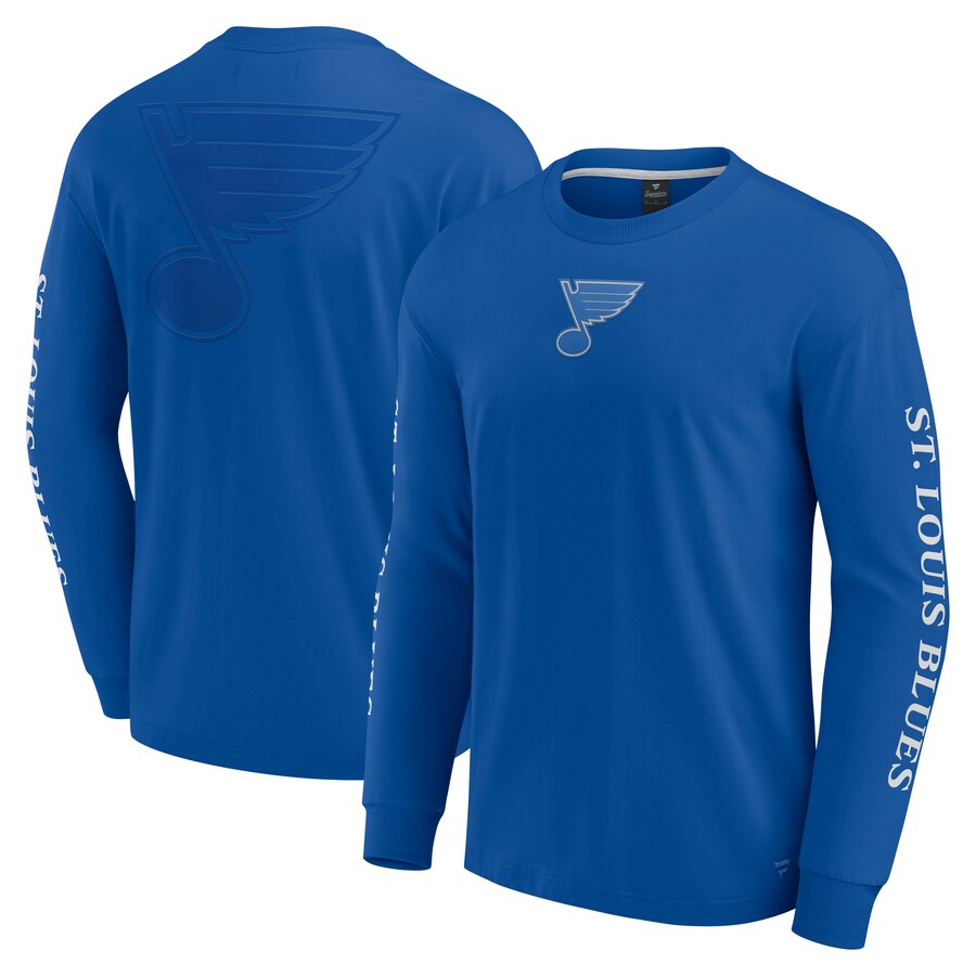 Men's St. Louis Blues Fanatics Blue Elements Strive Long Sleeve T-Shirt - Puhuasuan