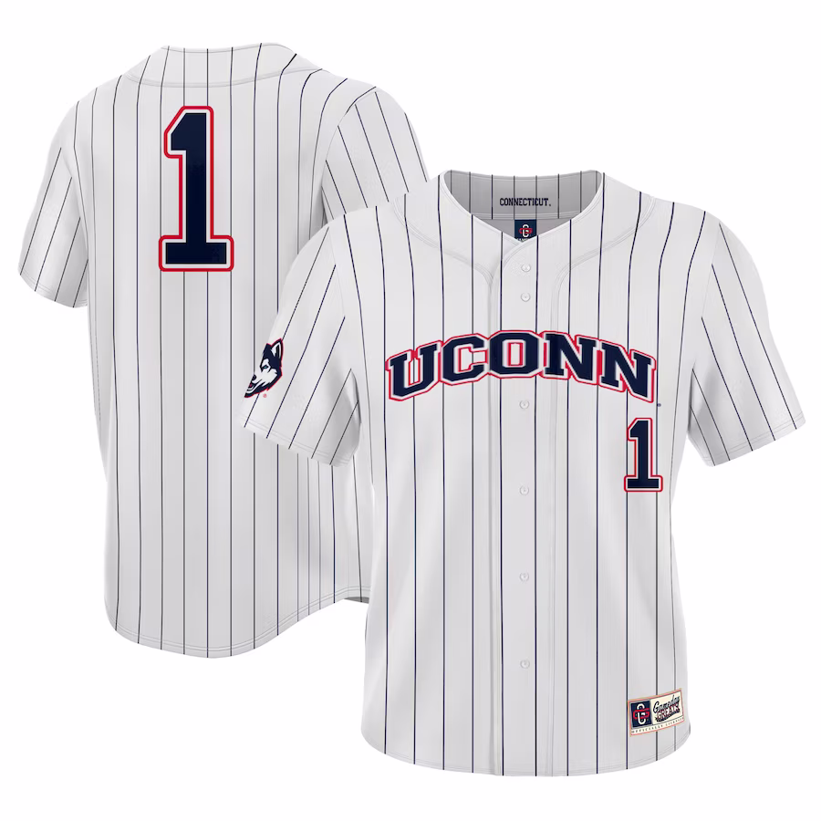 #1 UConn Huskies GameDay Greats Lightweight Baseball Jersey - White - Puhuasuan