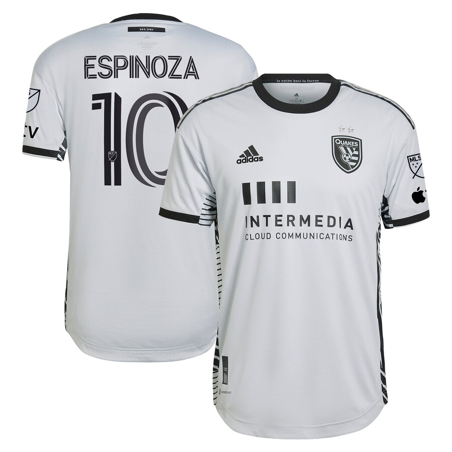 Men's San Jose Earthquakes Cristian Espinoza adidas Gray 2023 The Creator Kit Authentic Player Jersey - Puhuasuan