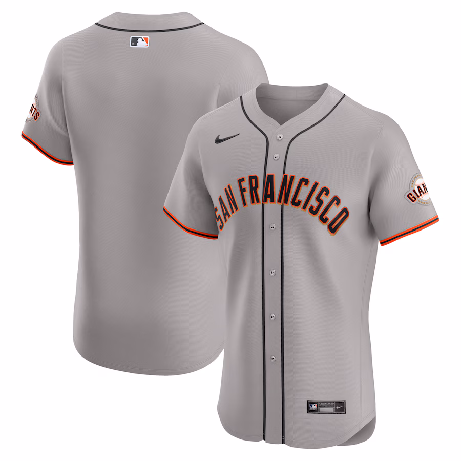 Men's San Francisco Giants  Nike Gray Road Vapor Premier Elite Patch Jersey - Puhuasuan