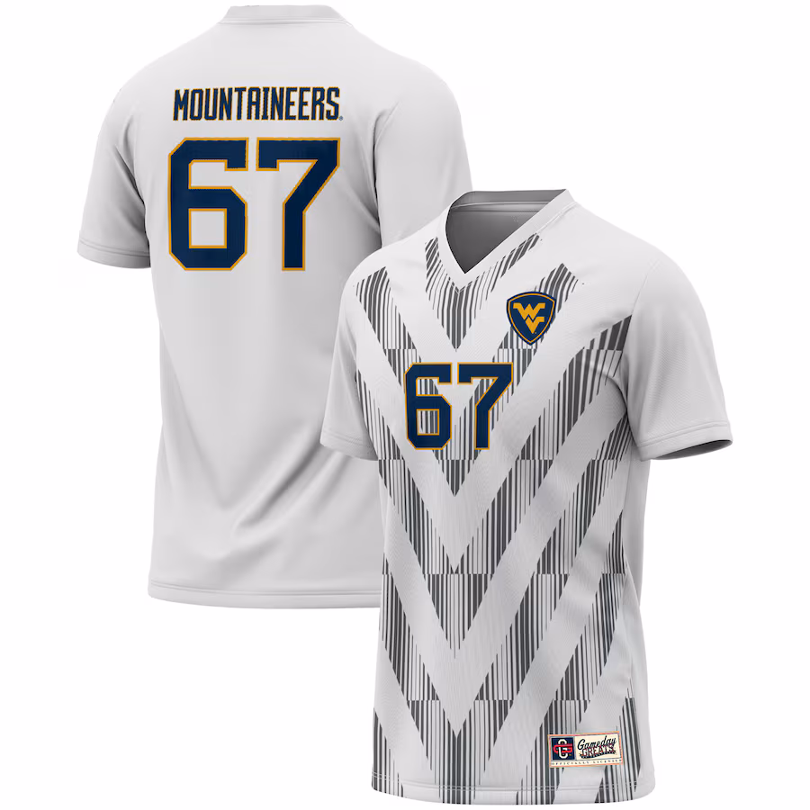 Youth GameDay Greats #67 White West Virginia Mountaineers Lightweight Women's Soccer Fashion Jersey - Puhuasuan