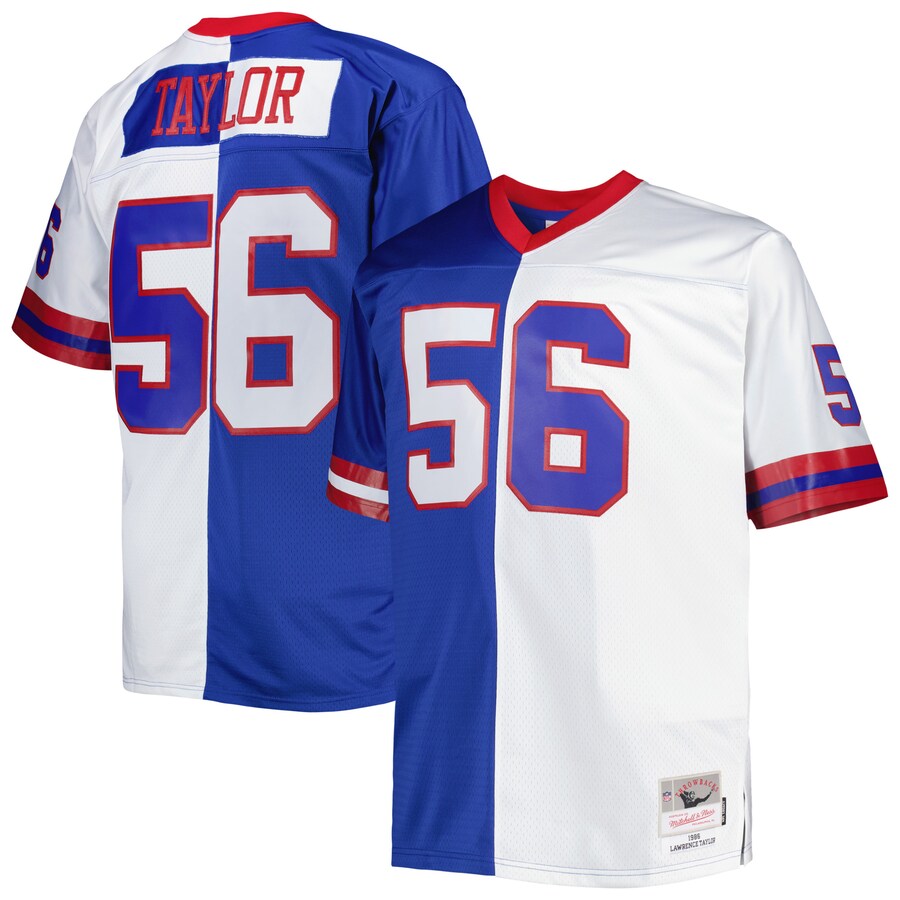 Men's New York Giants Lawrence Taylor Mitchell & Ness Royal/White Big & Tall Split Legacy Retired Player Replica Jersey - Puhuasuan