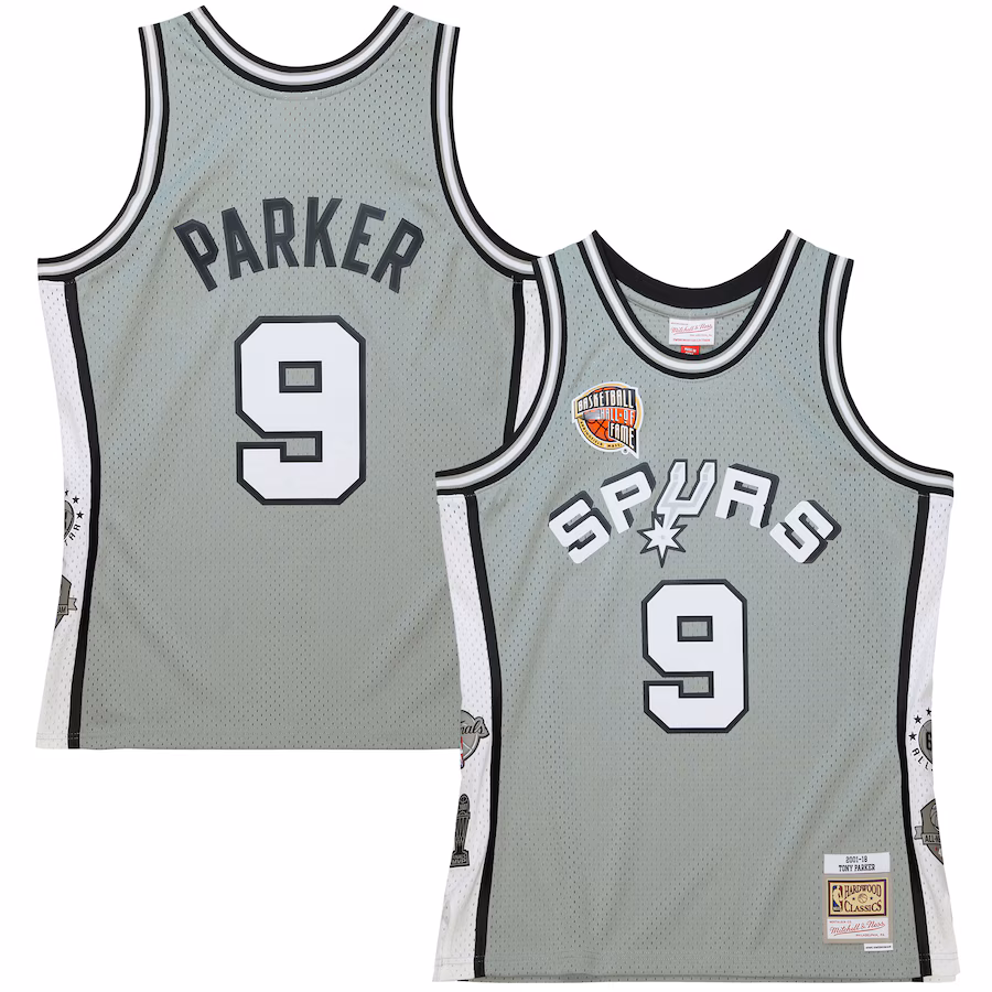 Unisex San Antonio Spurs Tony Parker Mitchell & Ness Gray Hall of Fame Class of 2023 Throwback Swingman Jersey - Puhuasuan